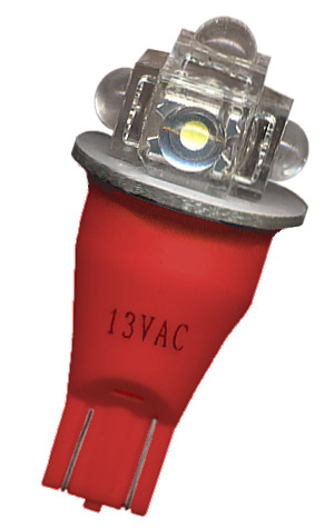 #906 Flasher 5 x Flux LED Round Sides Red