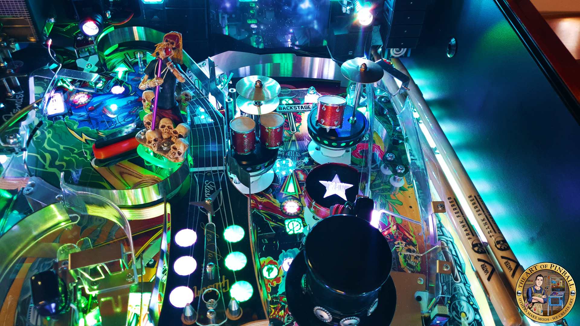 Guns N’ Roses Sculpted Drum Set Pop Bumper Covers by The Art of Pinball - Image 7