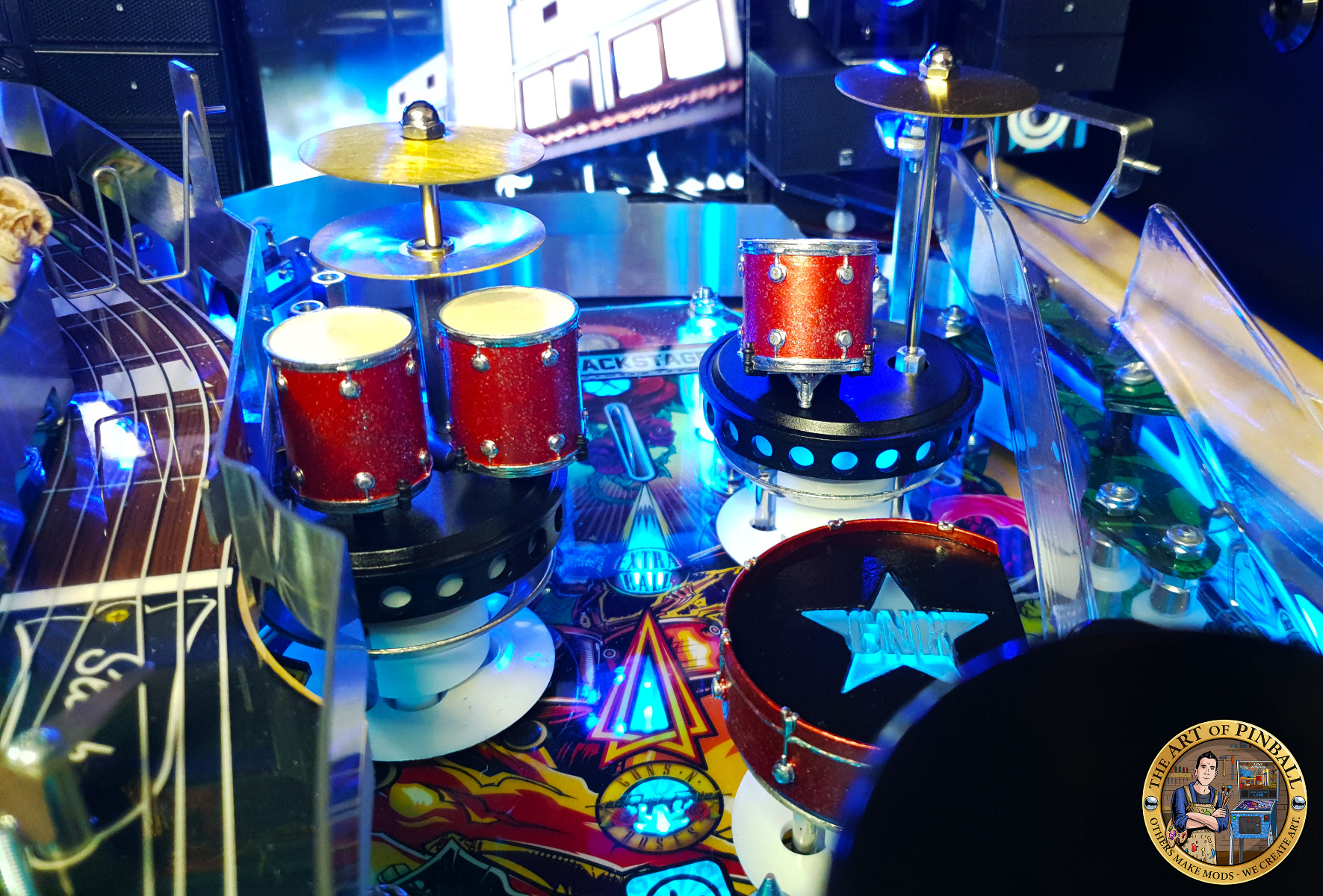 Guns N’ Roses Sculpted Drum Set Pop Bumper Covers by The Art of Pinball - Image 6