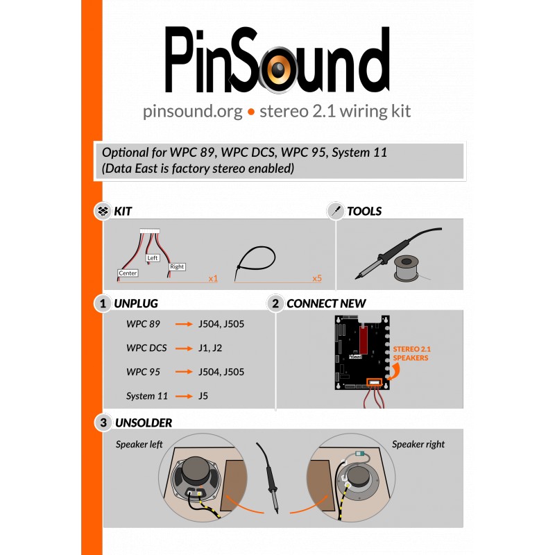PinSound Stereo 2.1 harness for Bally/Williams/SEGA/STERN - Image 3