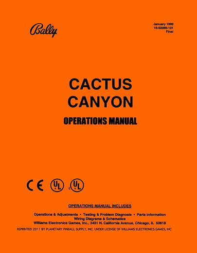 Cactus Canyon Manual - Image 1