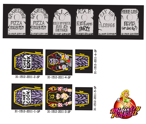 Elvira and the Party Animals Playfield Decal Set - Image 1