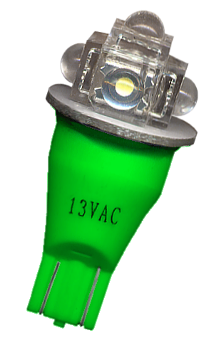 #906 Flasher 5 x Flux LED Round Sides Green