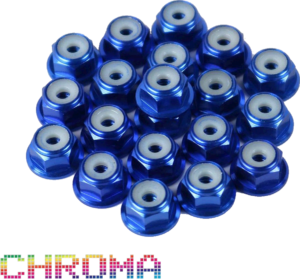 Chroma Blue Anodized #6-32 Lock Nuts