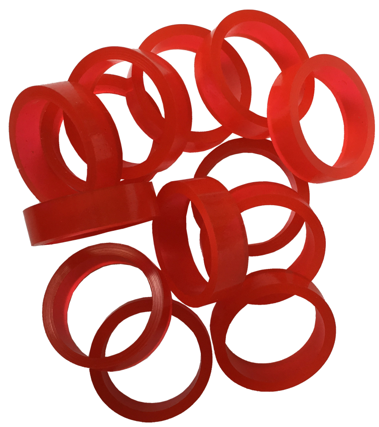 PU Flipper Rubber 1 1/2" x 1/2" Red - Image 1