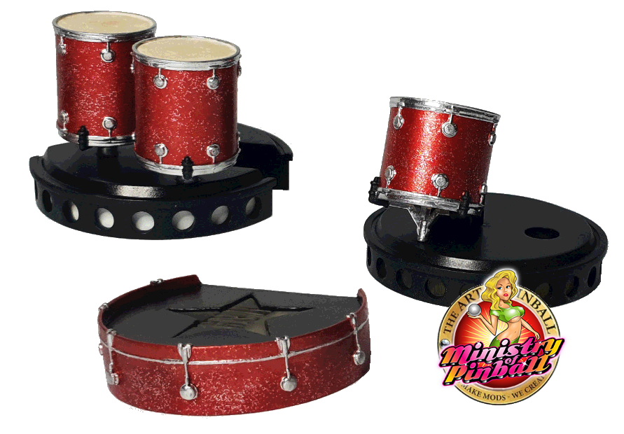 Guns N’ Roses Sculpted Drum Set Pop Bumper Covers by The Art of Pinball - Image 1